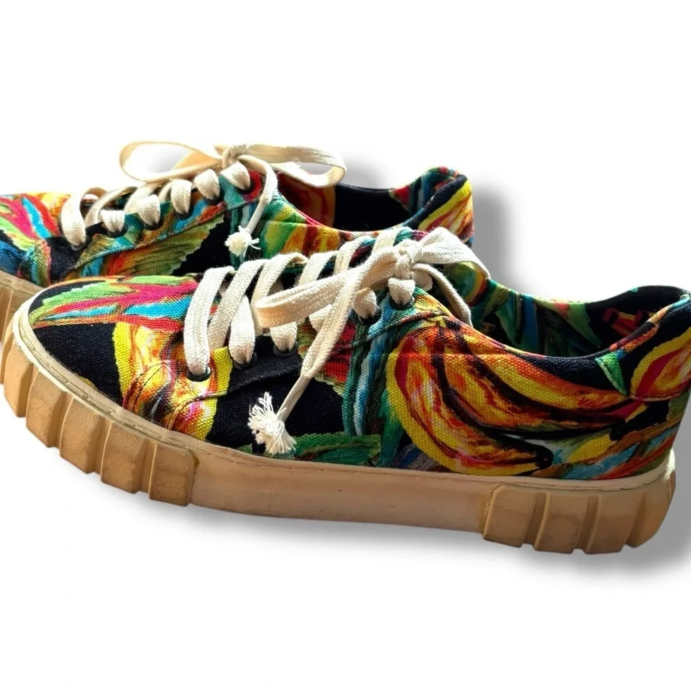 Farm Rio Black Multicolor Banana Platform Sneakers - Size 9.5 Women's - Picture 4 of 11